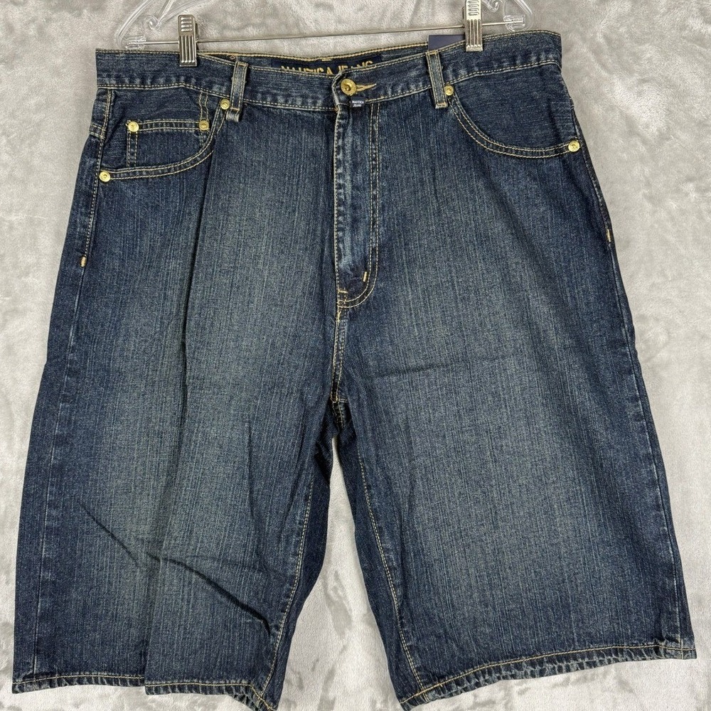 Nautica Jeans‎ Company Big Baggy Denim Shorts Men's Size 34 Dark Wash